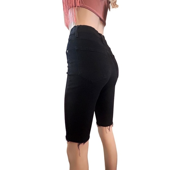 FRAME DENIM Black Bermuda Shorts Le Vintage Raw Edge Cut Offs 5-Pocket Dungaree - Picture 3 of 14